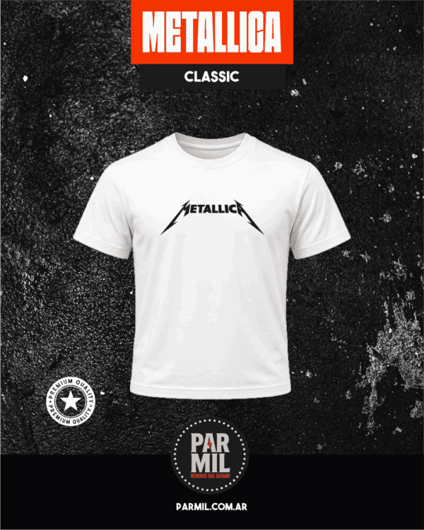 Remeras Par Mil - Metallica Blanca Classic Remeras Metallica